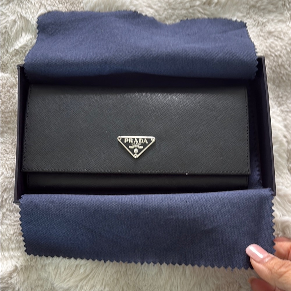 Prada inspired Black Saffiano Leather Wallet